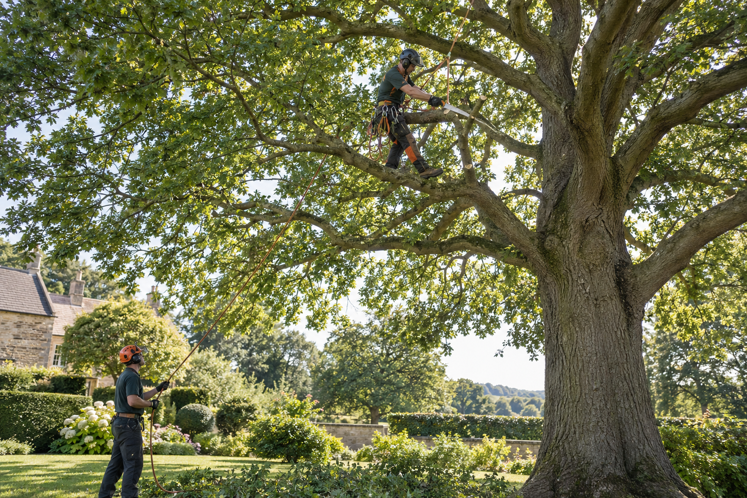 Selective crown thinning within a mature tree canopy